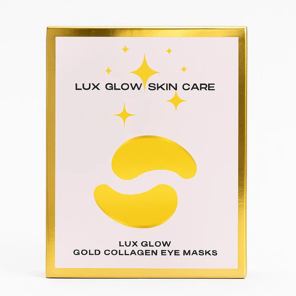 Lux Glow Skin Care Gold Collagen Øyemasker – Naturlige Kollagenplaster med C-vitamin, Roseolje og Hyaluronsyre (10 par)