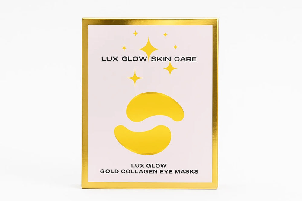Lux Glow Skin Care Gold Collagen Øyemasker – Naturlige Kollagenplaster med C-vitamin, Roseolje og Hyaluronsyre (10 par)