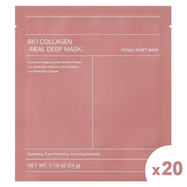 Koreansk Bio-Collagen Ansiktsmaske – Fuktighetsgivende Kollagenmaske med Niacinamid, Hyaluronsyre og Fermenterte Aktiver (20 stk)