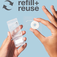 Davids Expanding Dental Floss – Påfyllbar tanntråd med dispenser + refill (60 m / mintsmak)