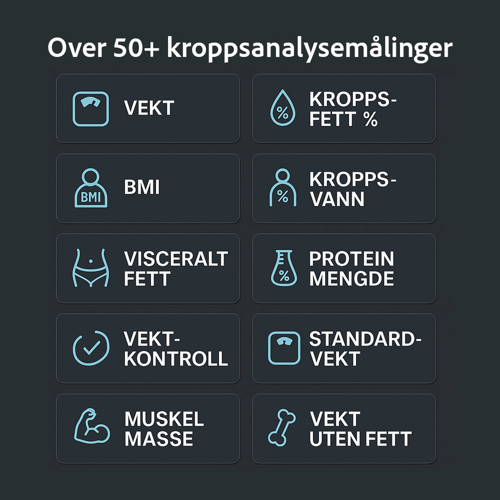 Unique smartvekt - Kroppsanalysevekt med 56 Målinger