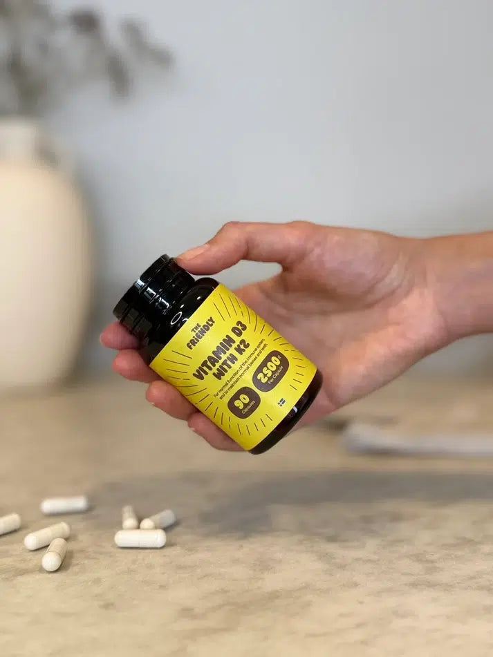 Vitamin D3 with K2 kapsuler (2500 ie per kapsule) – For immunforsvar, muskler og skjelett (62,5 µg D3 + 100 µg K2)