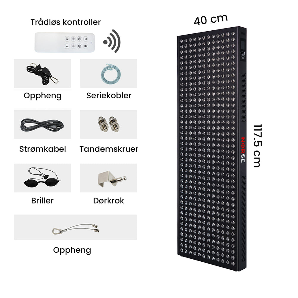 NORSE E2400 - Rødt og nær infrarødt lysterapipanel - 117.5cm