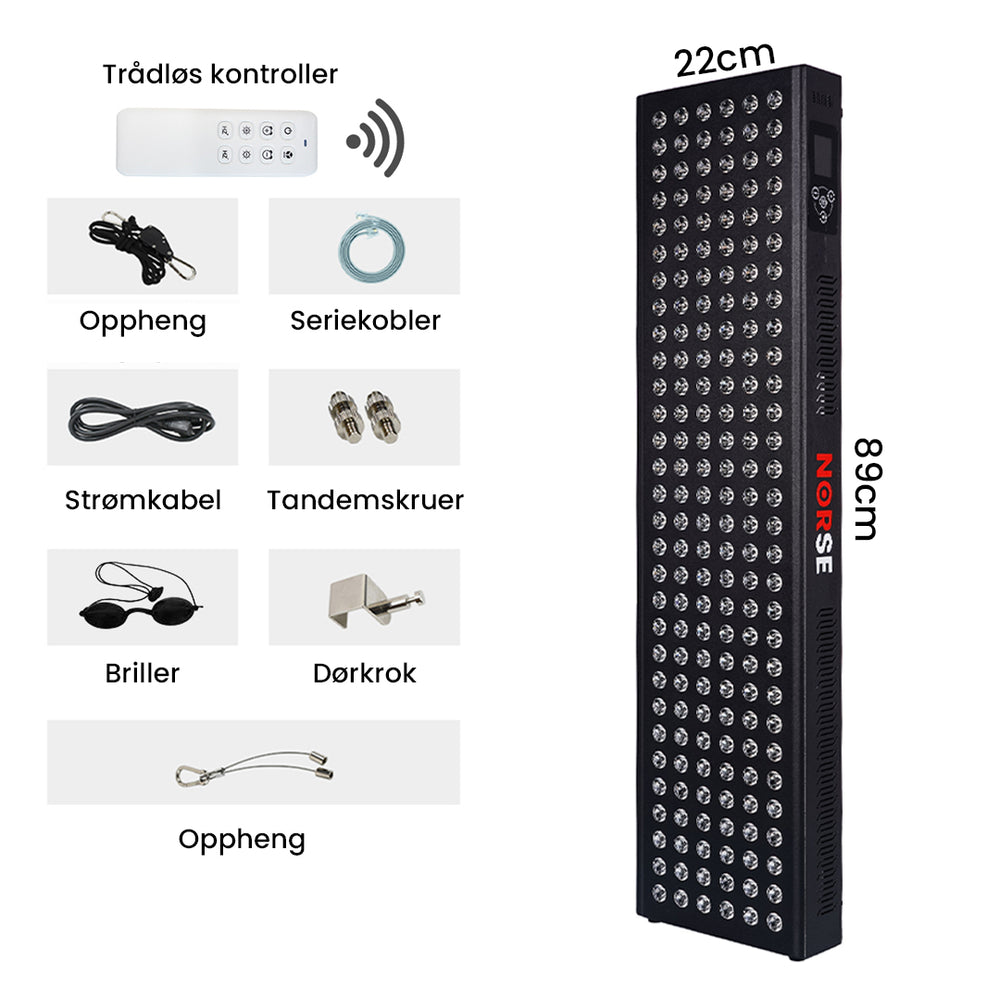 NORSE E900 - Rødt og nær infrarødt lysterapipanel – 90cm